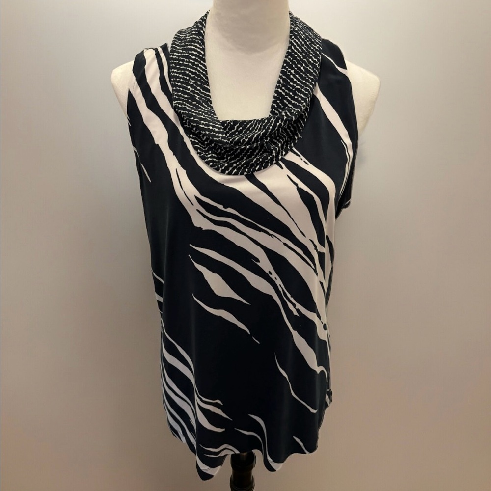 Dana Buchman Black & White Sleeveless Top Size XL